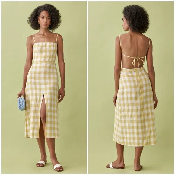 Reformation Dresses & Skirts - 💕REFORMATION💕 Nia Linen Dress ~ Dandelion Check Yellow 12 NWT
